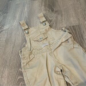 Vintage Bugle Boy Beige Baby Boys Overalls Size 18 Months